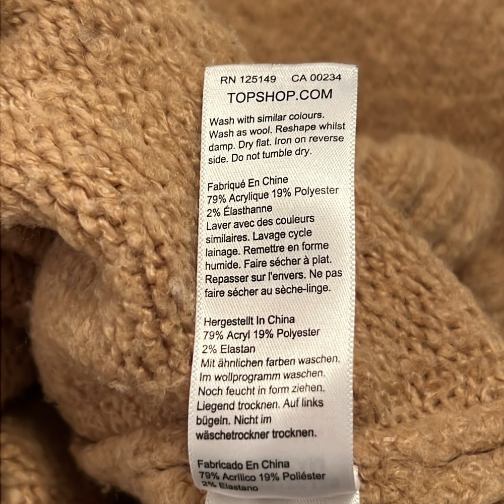 Topshop Supersoft Deep Hem Crewneck Sweater Camel XS - Picture 13 of 13